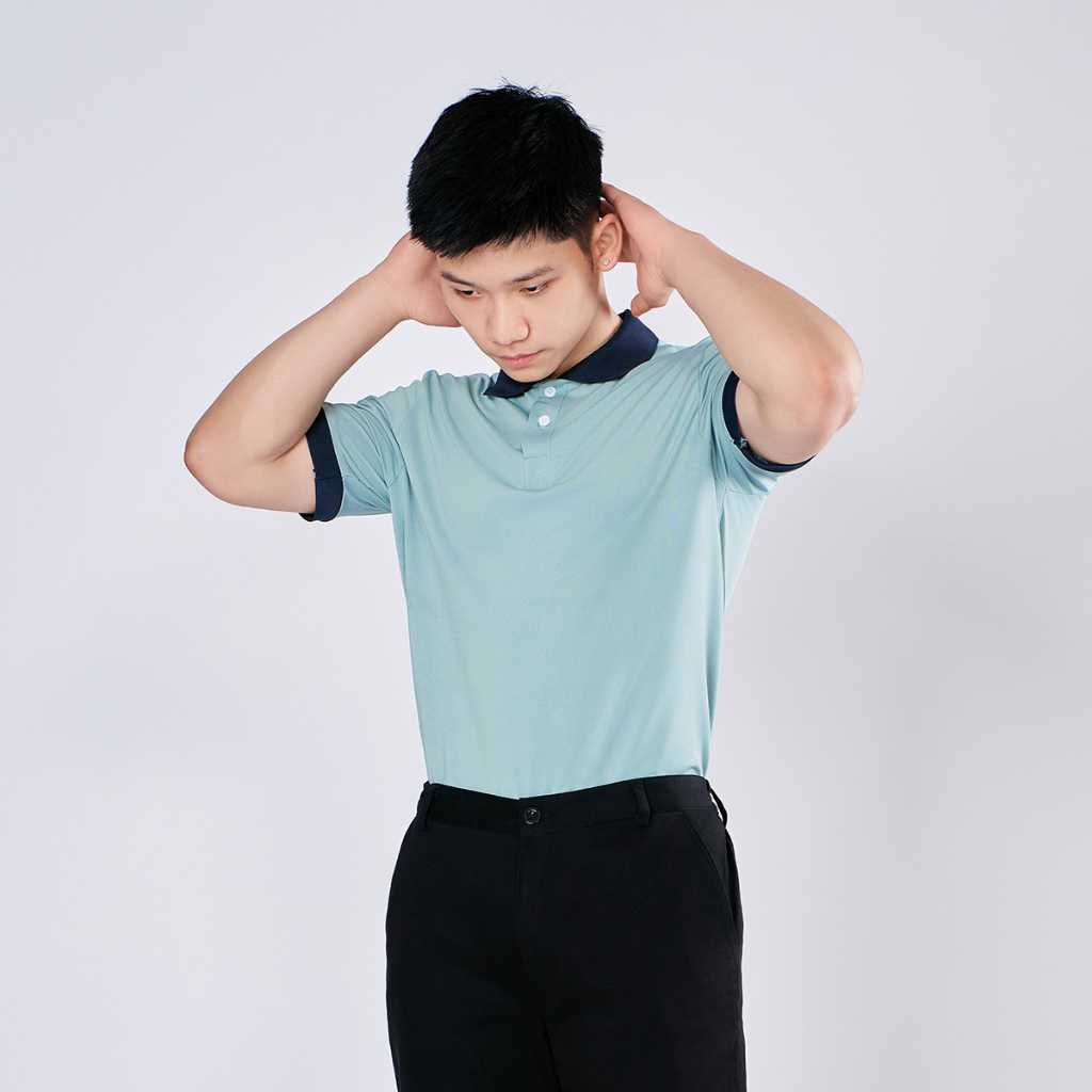 Áo POLO trơn ROUGH form regular, cổ bẻ phối màu thanh lịch