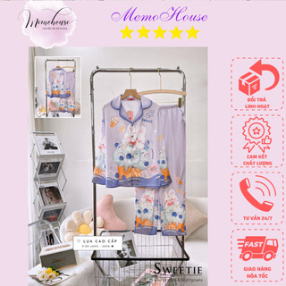 Đồ mặc nhà pijama lụa tơ tằm tdqd mùa hè cao cấp form 40-60kg