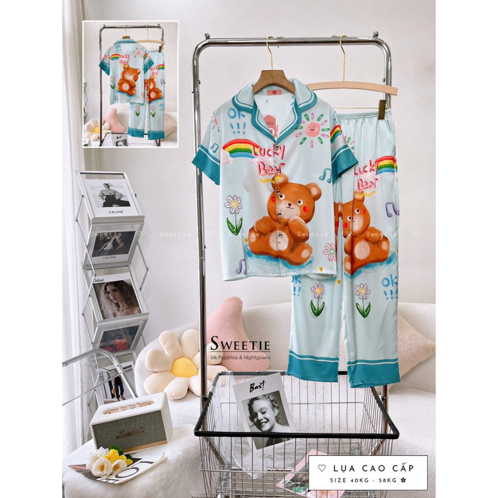 Đồ Mặc Nhà Pijama Tơ Lụa TNQD Freesize - HÀNG THIẾT KẾ CAO CẤP BOO