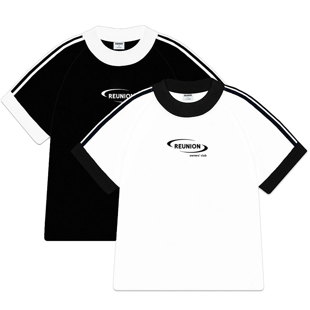 REU Áo BabyTee REUNION Cotton 2c Cao Cấp Striped Line phong cách Y2K Localbrand Đen / Trắng)