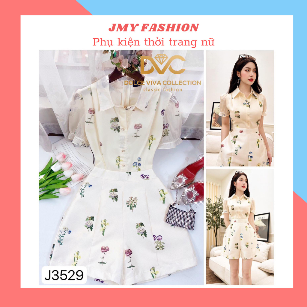 jum quần ngắn ống đứng hoa nhí tươi sáng