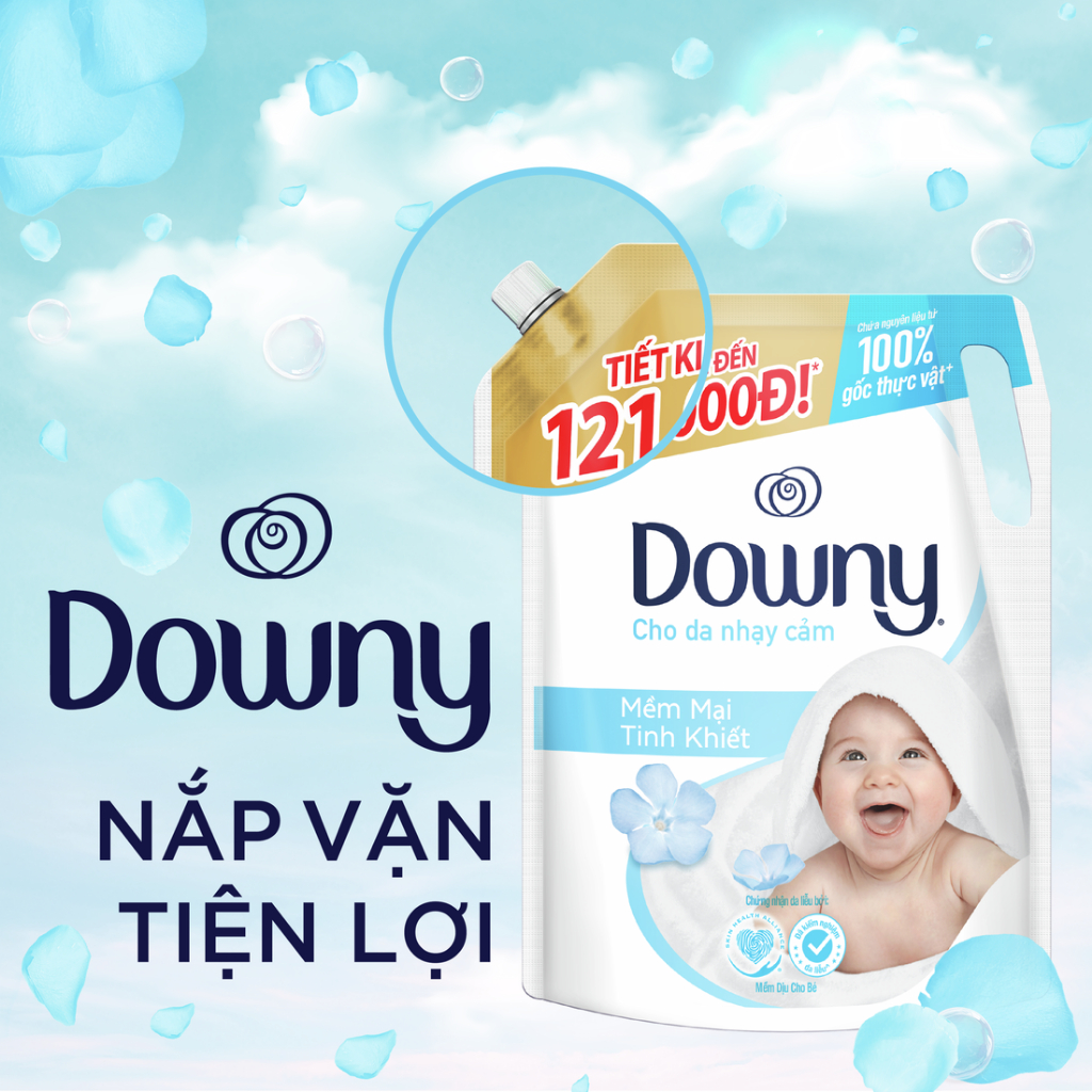 Combo 2 Túi Nước Xả Vải Downy Tinh Dầu Thiên Nhiên Hương Nắng Mai 3L/túi