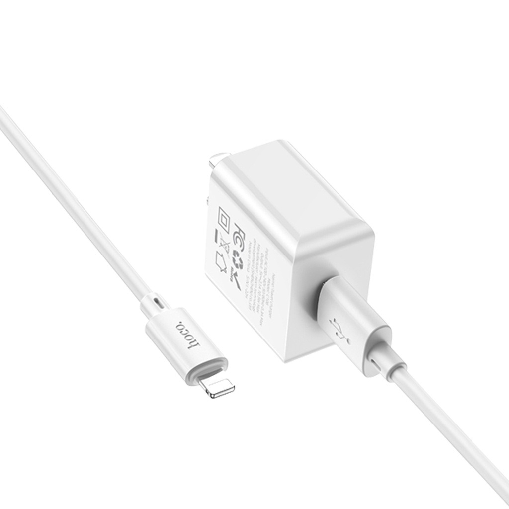 Bộ sạc Hoco C106 sạc nhanh PD10.5W 5V/2.1A chân cắm dẹt kèm dây IP dài 1m cho ip10/11/12/13