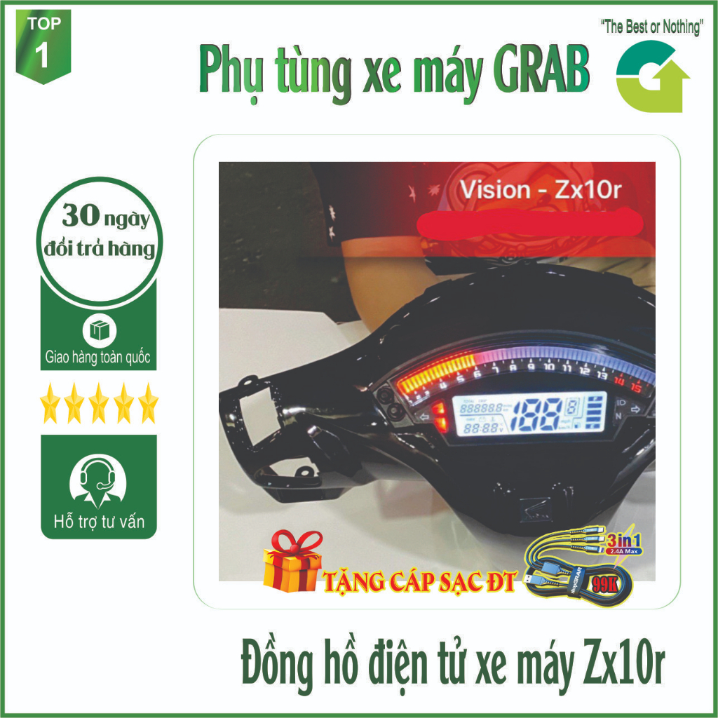 Đồng hồ điện tử xe máy ZX10r - Full chức năng - 8844z.