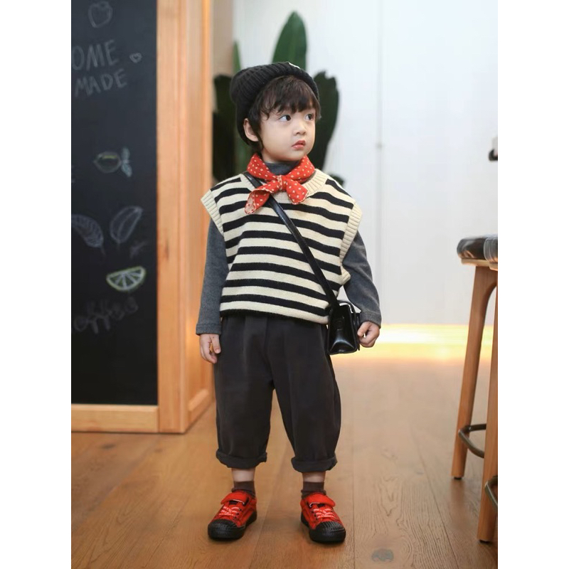 Áo ghi lê len sọc ngang Hàn Quốc dành cho bé trai bé gái size 80 đến 130