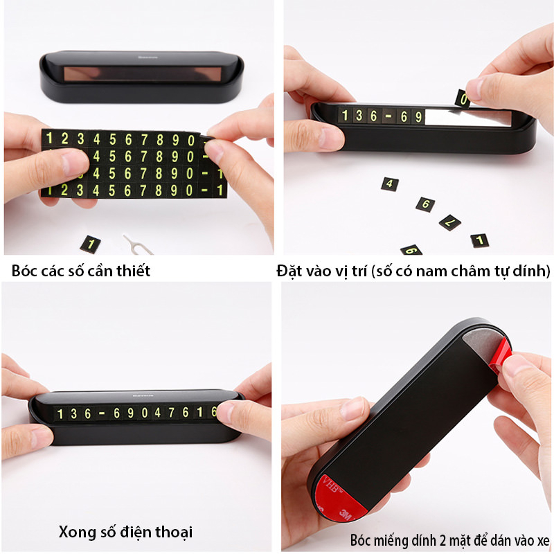 Bảng ghi sđt phản quang kiêm giá đỡ điện thoại đa năng đặt taplo xe oto by Chất