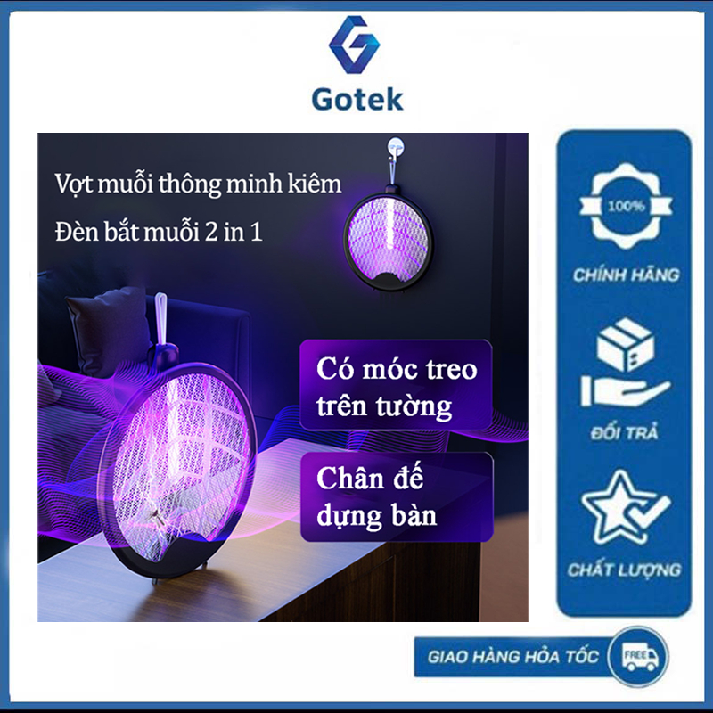 Vợt Muỗi Thông Minh Kiêm Đèn Bắt Muỗi Tự Động 2 Trong 1 Công Suất Lớn 3000V Công Nghệ Ánh Sáng Tím Diệt Muỗi Côn Trùng