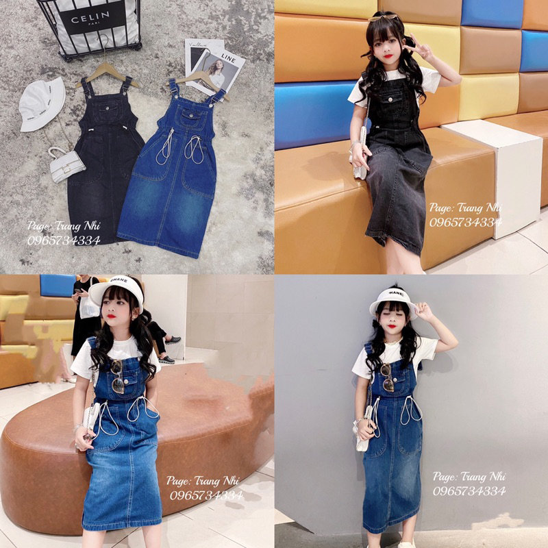 Yếm Jean váy chun eo sang chảnh cho Bé size đại 20kg - 45kg