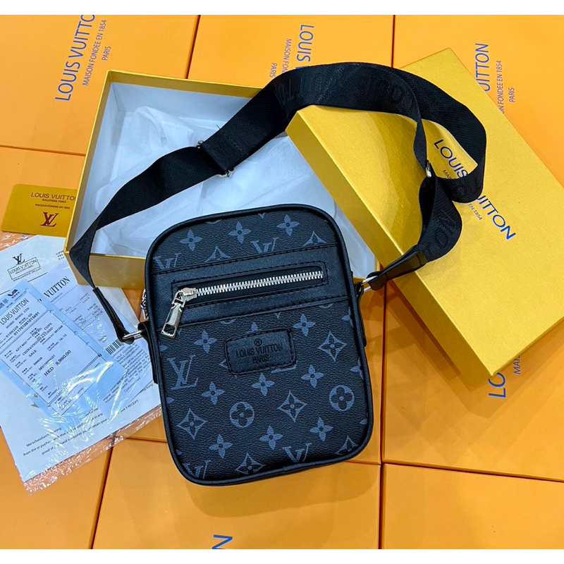 Túi đeo chéo nam lv fullbox hộp giấy thẻ , túi đeo vai túi đeo ngực , chất liệu da pu