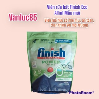 Viên rửa chén bát hữu cơ Finish Eco 70 viên( viên 3in1) dành cho máy rửa bát