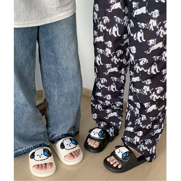 Dép nữ quai ngang họa tiết cún cute  IPOMOEA cao cấp - Dép bánh mì siêu nhẹ