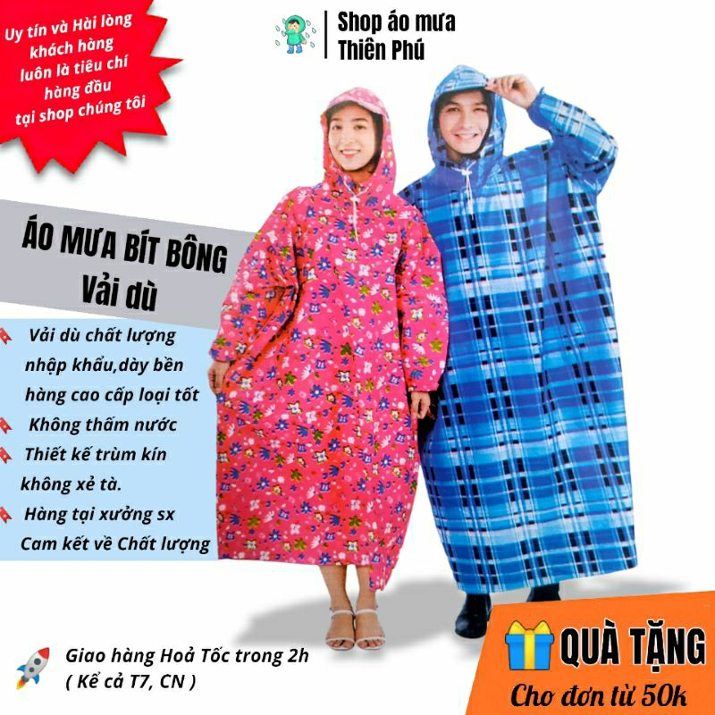 Áo mưa nữ nam cao cấp thời trang đẹp, bít trùm kín toàn thân, thích hợp đi xe máy 1 người mặc, vải dù dày dặn