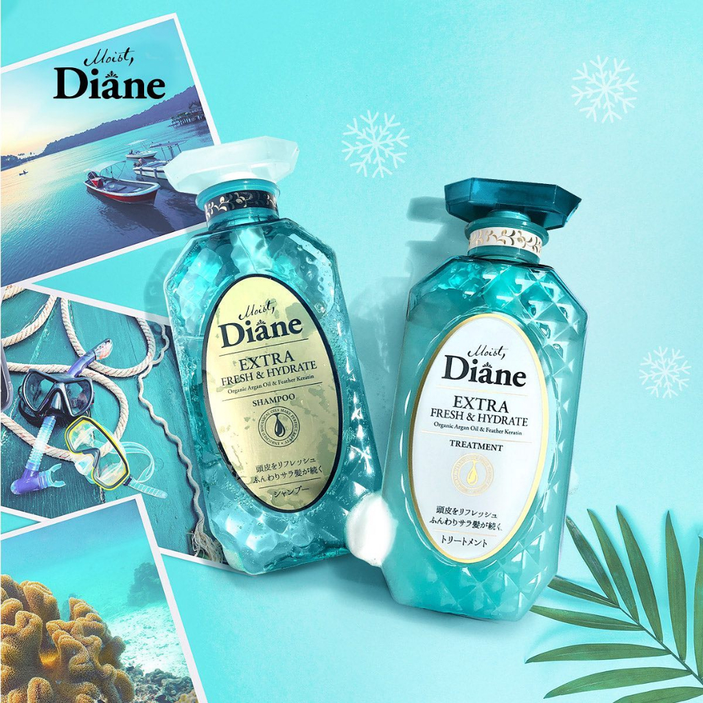 Combo gội xả kiềm dầu Moist Diane Extra Fresh & Hydrate 450mlx2 + sữa tắm Diane