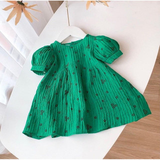 váy eo sóng xanh trơn cho bé gái sz 8-26kg