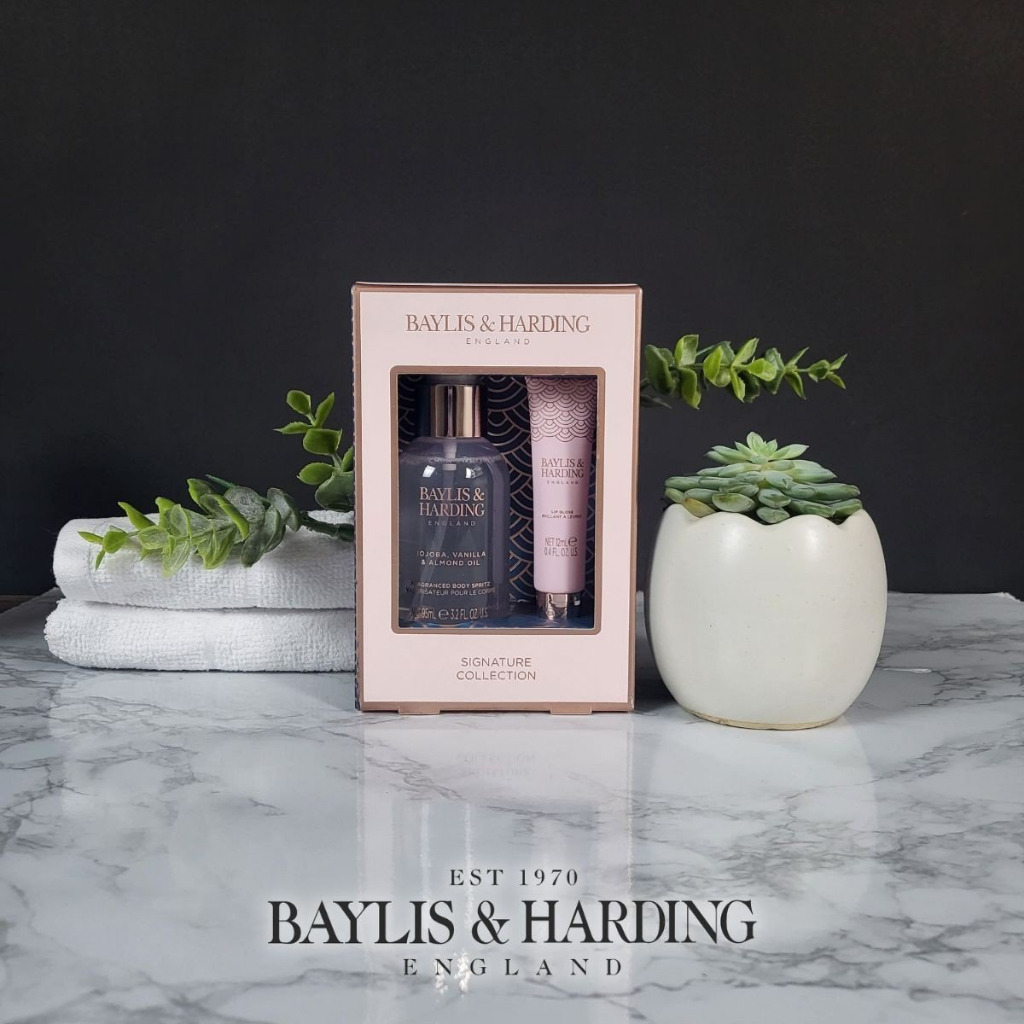 Set quà dưỡng môi và xịt thơm hương Jojoba, Vanilla và dầu hạnh nhân Baylis & Harding