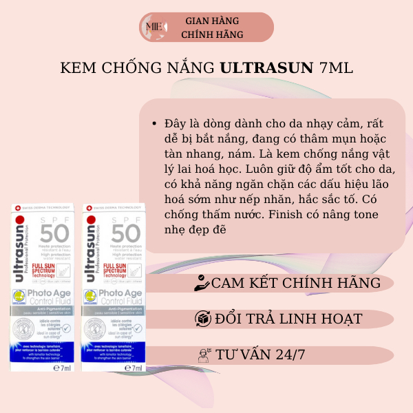 Ultrasun Face SPF50+ Anti Pigmentation Kem Chống Nắng Double 4 trong 1 Sample 7ml