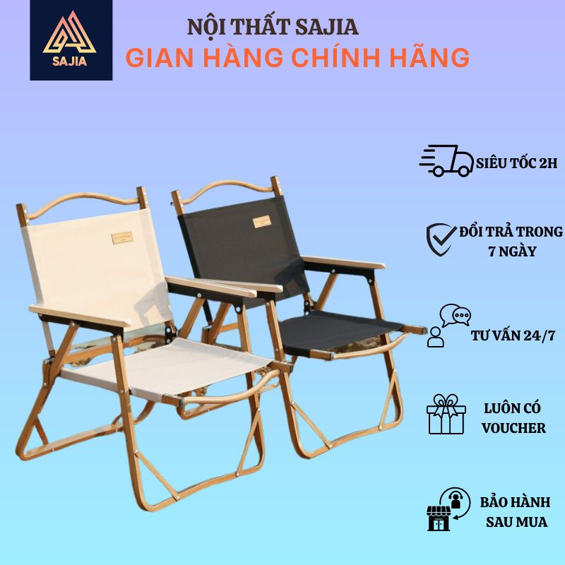 Ghế cafe, camping khung sắt vững chắc không bám bụi SAJIA gấp gọn tiện lợi