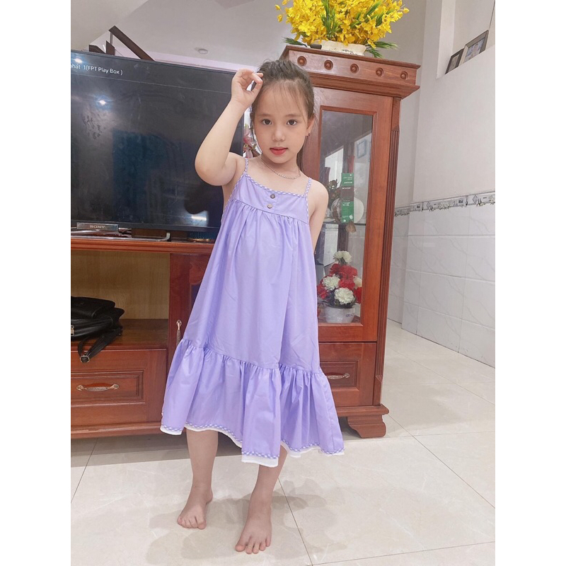 Váy 2 dây tím pastel size 8-26kg bé gái