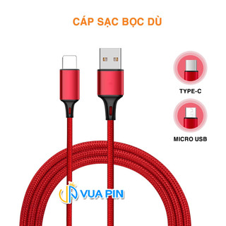 Cáp sạc bọc dù Type C Micro Usb dây dù siêu bền chống đứt hỗ trợ sạc nhanh