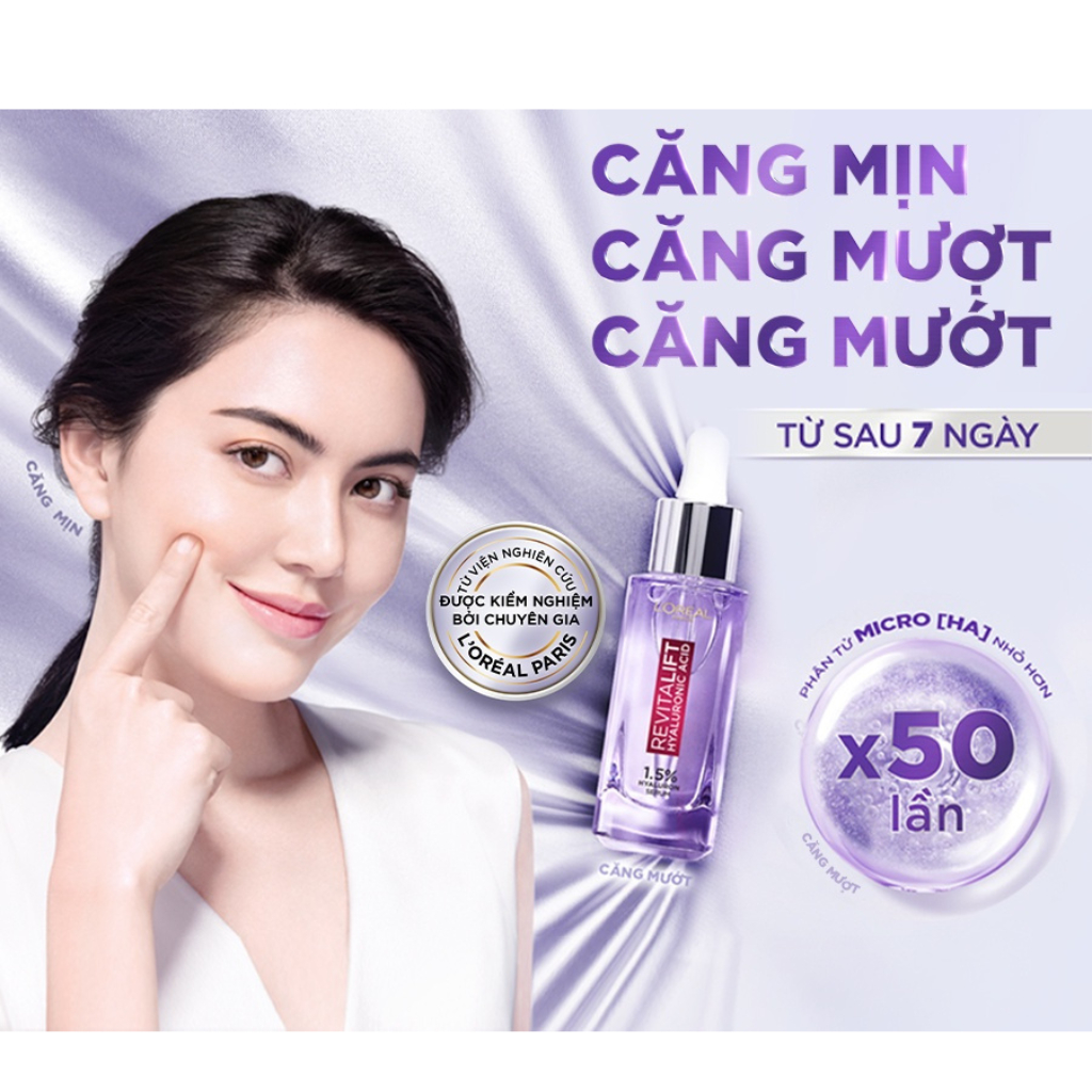 Serum HA L'oreal Paris Dưỡng Cấp Ẩm Tức Thì Căng Mướt Da Revitalift 1.5% Hyaluronic Acid Serum 30ml