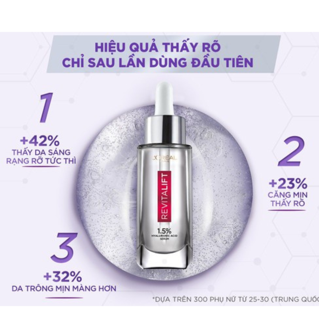 Serum HA L'oreal Paris Dưỡng Cấp Ẩm Tức Thì Căng Mướt Da Revitalift 1.5% Hyaluronic Acid Serum 30ml