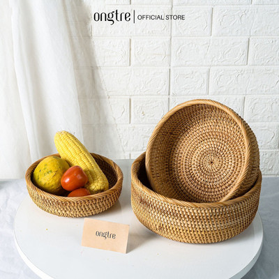 Khay Mây Guột Tròn ONGTRE, Khay Đựng Đồ Ăn, Trà Bánh, Hoa Quả, Khay Decor Nhà Cửa, Handmade, Nhà Hàng, Khách Sạn, Resort