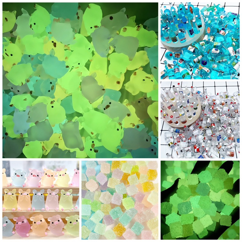 Set 20 Charm Phát Sáng Mẫu Gấu/Heo/Vịt/Chai Nước Cute Charm DIY Trang Trí
