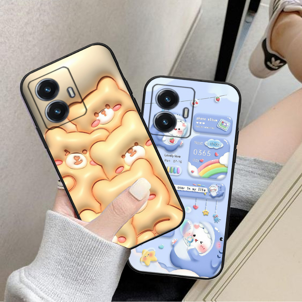 Ốp lưng Vivo Y55 4G / Y55 5G 2022 bộ gấu nổi in hình PHẲNG