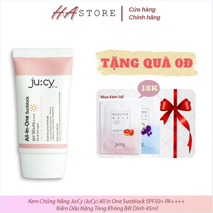 [Mua 1 Tặng 1] Kem Chống Nắng JU:CY (Jucy)  All In One Hàn Quốc 50g Nâng Tông Cấp Ẩm Dưỡng Da