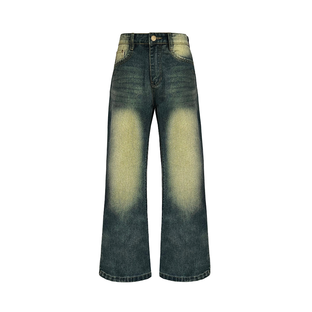 Quần jeans Vintage Mid Indigo/ Form Wide Leg ống rộng/ Giặt mài 13.5oz