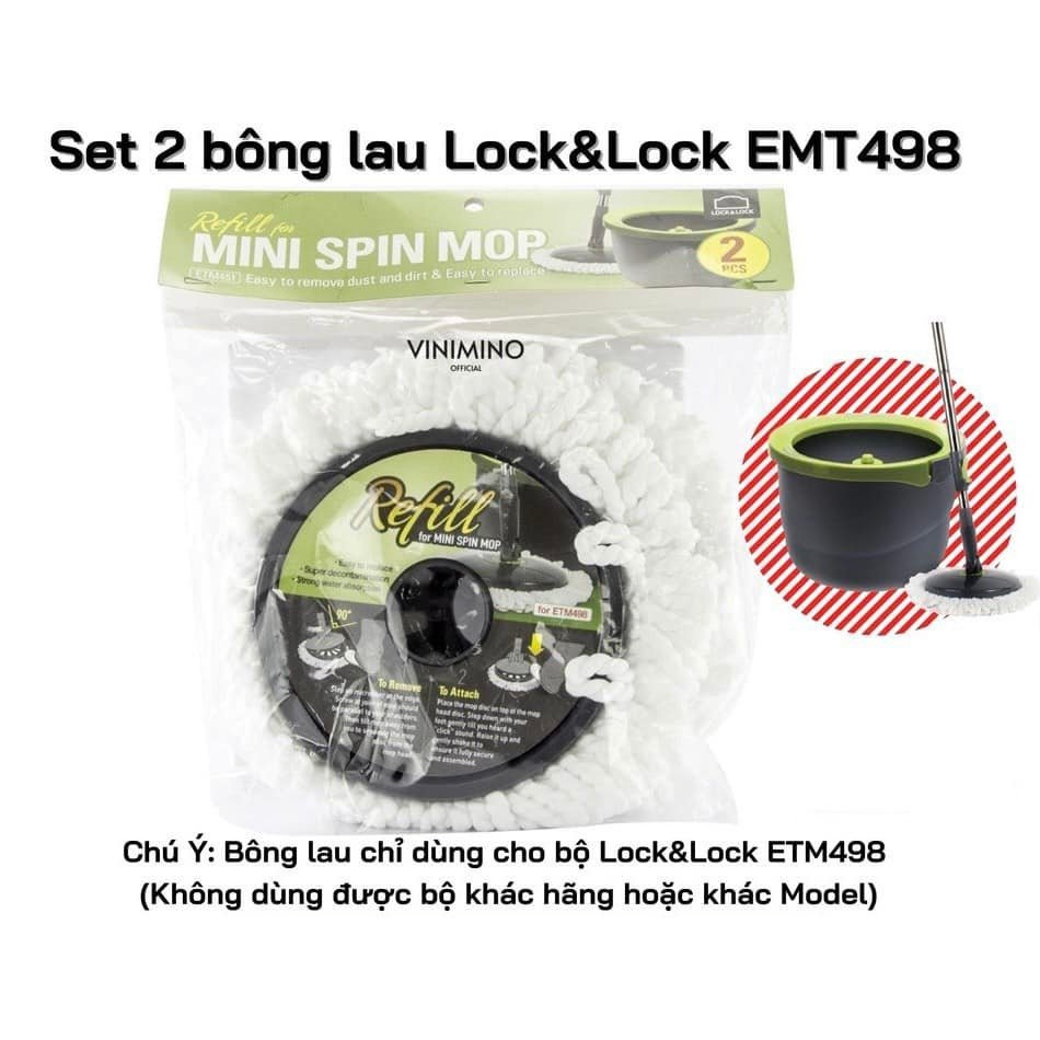 SET 2 BÔNG LAU NHÀ THAY THẾ LOCK&LOCK - ETM451  - HÀNG CHÍNH HÃNG