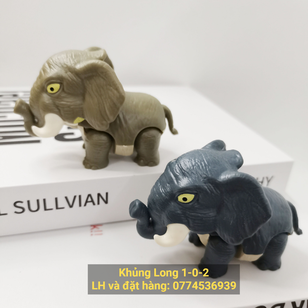 Đồ Chơi Động Vật Voi Xanh Dương Mô Hình Bằng Nhựa Hàm Có Lò Xo Vui Nhộn