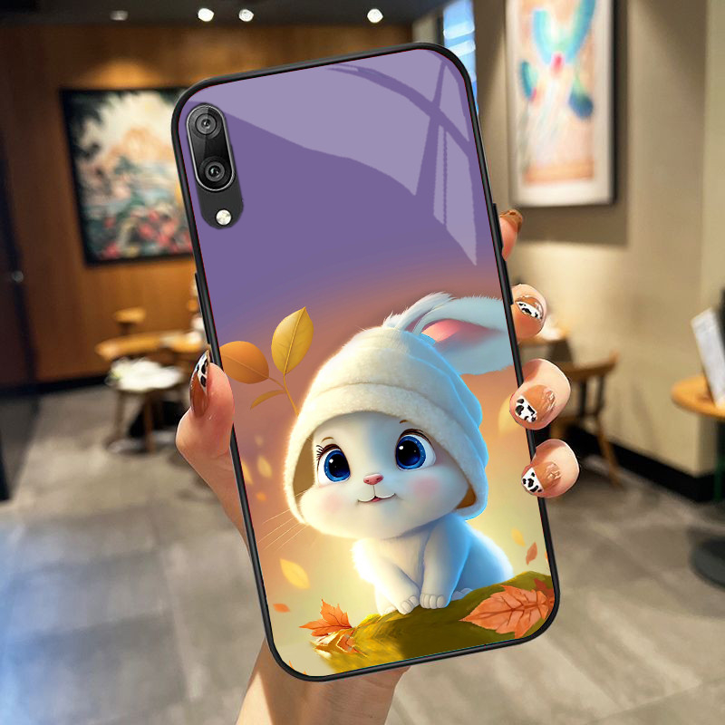 Ốp Lưng HUAWEI Y7 Pro Mặt kính hình thỏ ngộ nghĩnh, thiết kế độc quyền