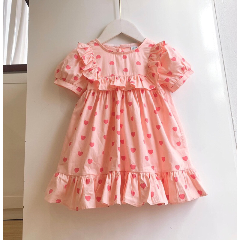 Váy đuôi cá 2066 phối tim hồng sz 8-26kg bé gái