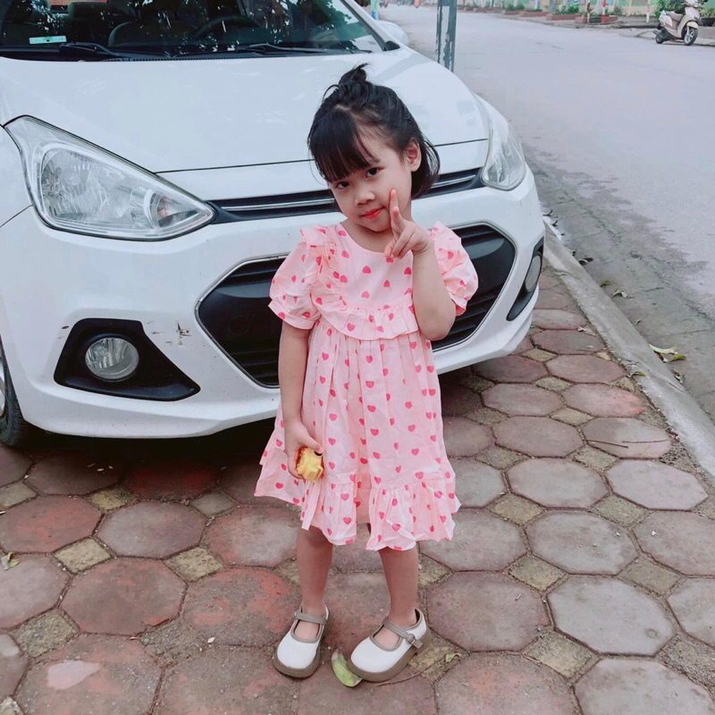Váy đuôi cá 2066 phối tim hồng sz 8-26kg bé gái