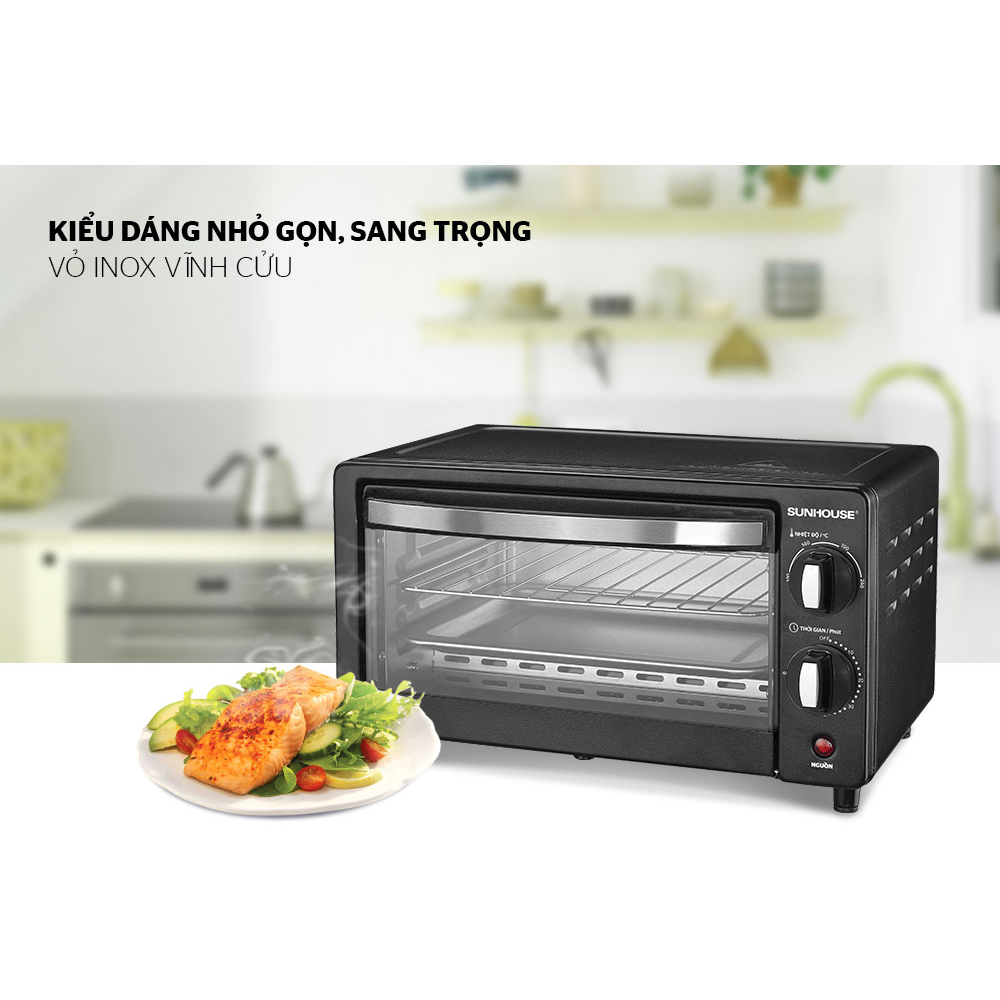 Lò nướng 10L Sunhouse SHD4206 / 4207LB + tặng dao làm bếp màu đen