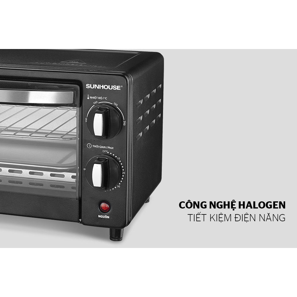 Lò nướng 10L Sunhouse SHD4206 / 4207LB + tặng dao làm bếp màu đen