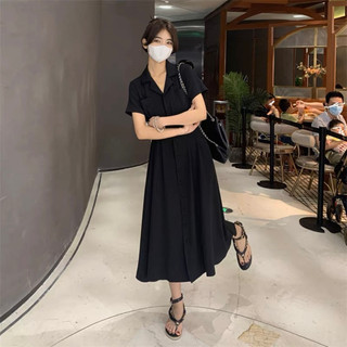 Đầm sơ mi túi mổ thun eo 2 màu (kèm hình thật)