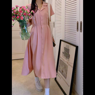 Đầm sơ mi túi mổ thun eo 2 màu (kèm hình thật)