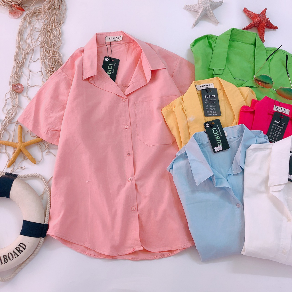 Sơ Mi Tay Ngắn Túi Thêu Chất Kate Cotton Đơn Giản Mẫu 9 - Jancaroshop