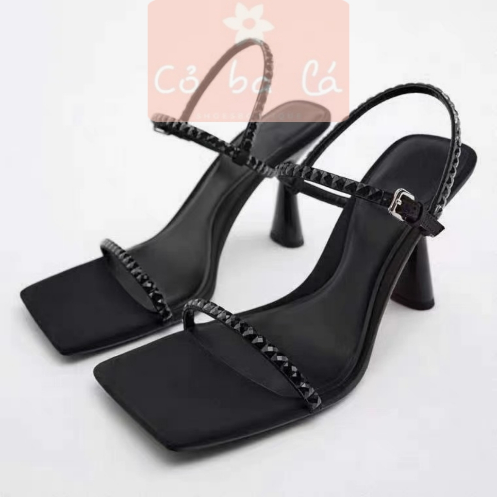 GIÀY CAO GÓT COBALA SHOES - SANDAL QUAI NGANG ĐÁ ĐEN PHONG CÁCH THỜI TRANG HẬU DÂY ĐÁ NỮ HIỆN ĐẠI G23042200