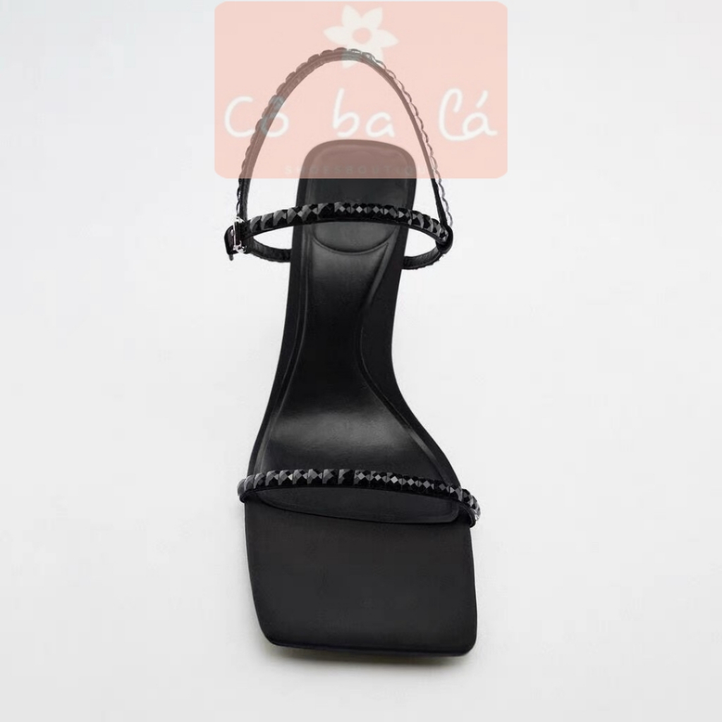 GIÀY CAO GÓT COBALA SHOES - SANDAL QUAI NGANG ĐÁ ĐEN PHONG CÁCH THỜI TRANG HẬU DÂY ĐÁ NỮ HIỆN ĐẠI G23042200