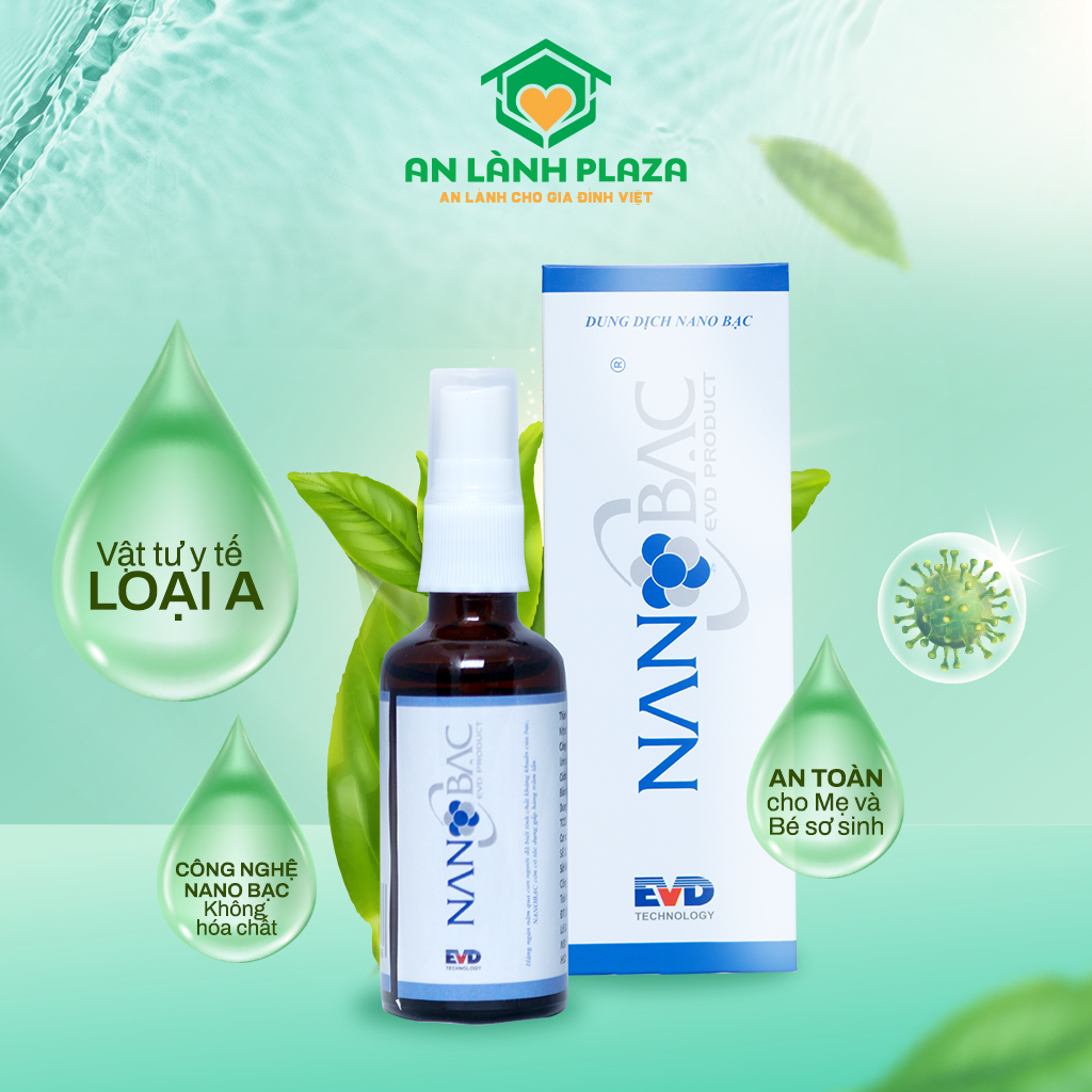 Dung dịch xịt Nano bạc hương táo chai 50ml phân phối An Lành Plaza hỗ trợ chữa và phòng chống viêm mũi họng