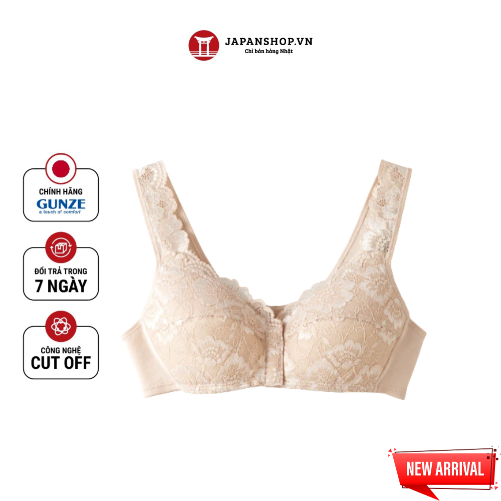 Áo lót ren không gọng, đệm mỏng thoải mái, móc cài trước cao cấp TB1045N chính hãng Gunze Nhật Bản
