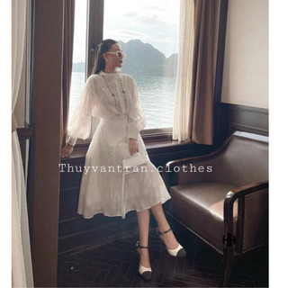 SET REN THÊU ÁO SƠ MI + CH.VÁY DÀI VINTAGE A.S.H.Y.L.E.Y - kèm ảnh thật cận chất