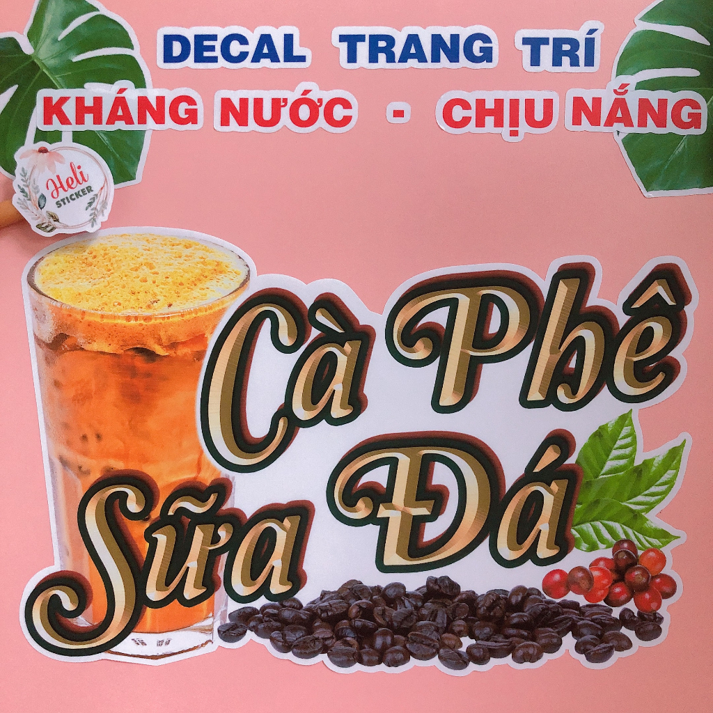 Decal Trang Trí Quán CÀ PHÊ, TRÀ SỮA Các Loại ✨ Hình Dán Coffee, Trà Đào, Trà Tắc, Trà Chanh, Trà Vải, Trà Dâu, Dừa Tắc.