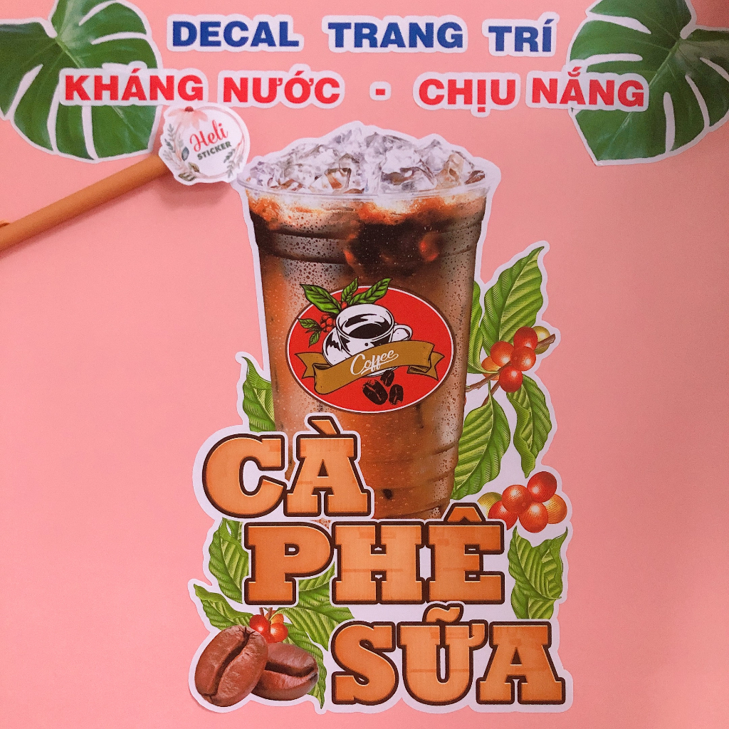 Decal Trang Trí Quán CÀ PHÊ, TRÀ SỮA Các Loại ✨ Hình Dán Coffee, Trà Đào, Trà Tắc, Trà Chanh, Trà Vải, Trà Dâu, Dừa Tắc.