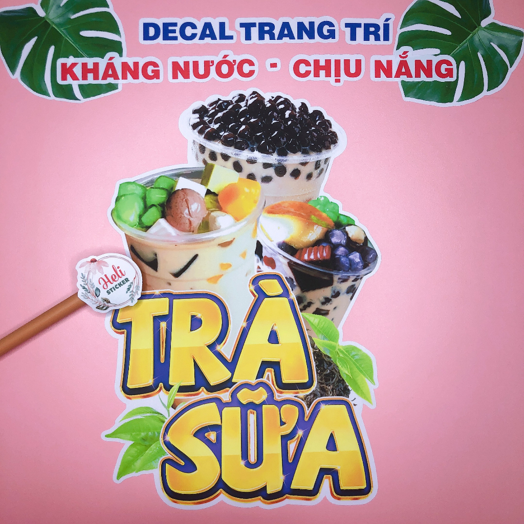 Decal Trang Trí Quán CÀ PHÊ, TRÀ SỮA Các Loại ✨ Hình Dán Coffee, Trà Đào, Trà Tắc, Trà Chanh, Trà Vải, Trà Dâu, Dừa Tắc.