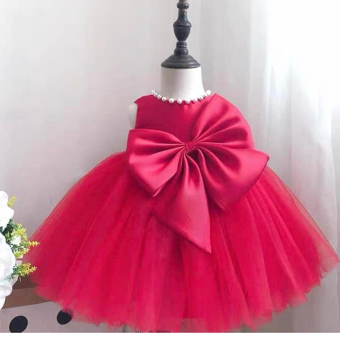 Đầm Công Chúa V Sau Phú Lưới Đính Nơ Siêu Xinh Xắn Phù Hợp Mặc Phù Dâu Đám Cưới, Sinh Nhật