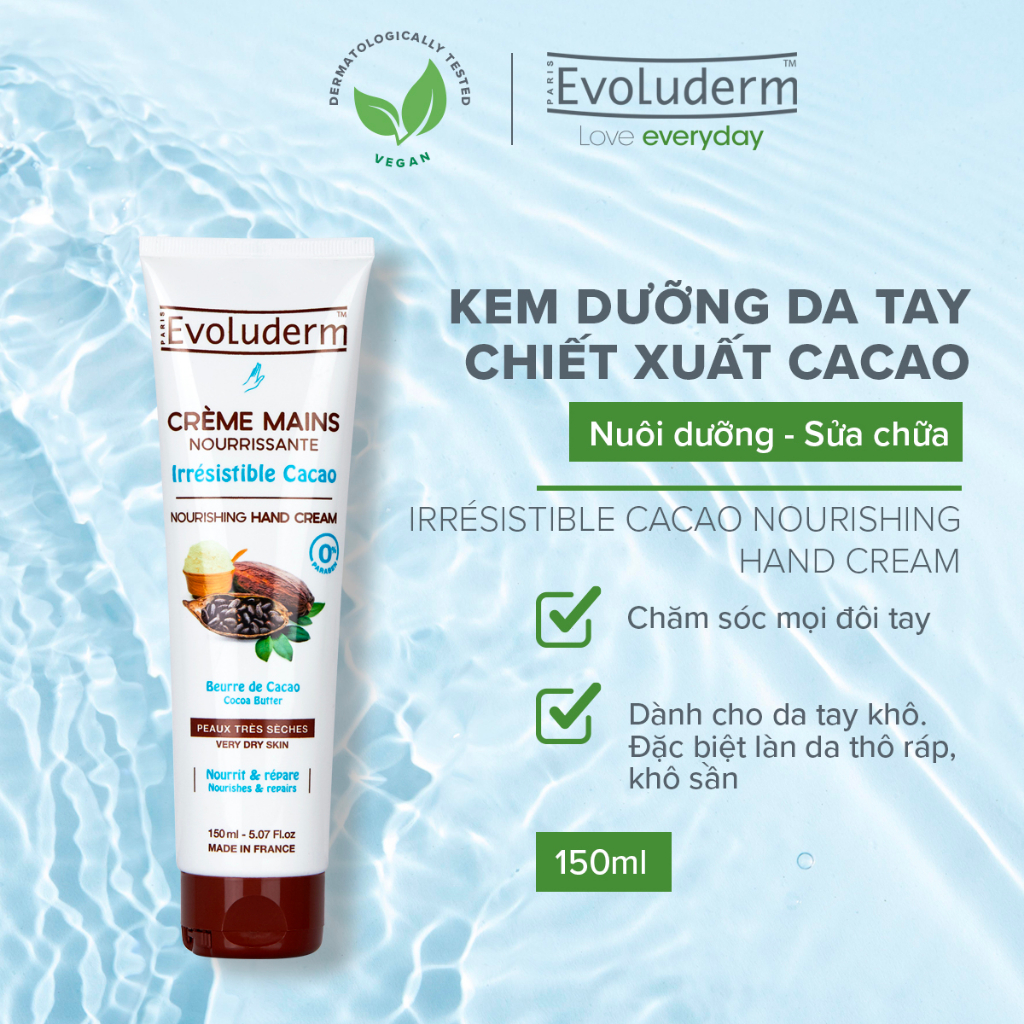 Kem Dưỡng Da Tay Evoluderm Giúp Dưỡng Ẩm Phục Hồi Và Bảo Vệ Tinh Chất Cacao 150ml